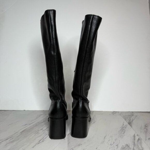 Vince Camuto Sangeti Black Leather Square Toe Wide Calf Heeled Tall Boot 10M - Picture 3 of 15